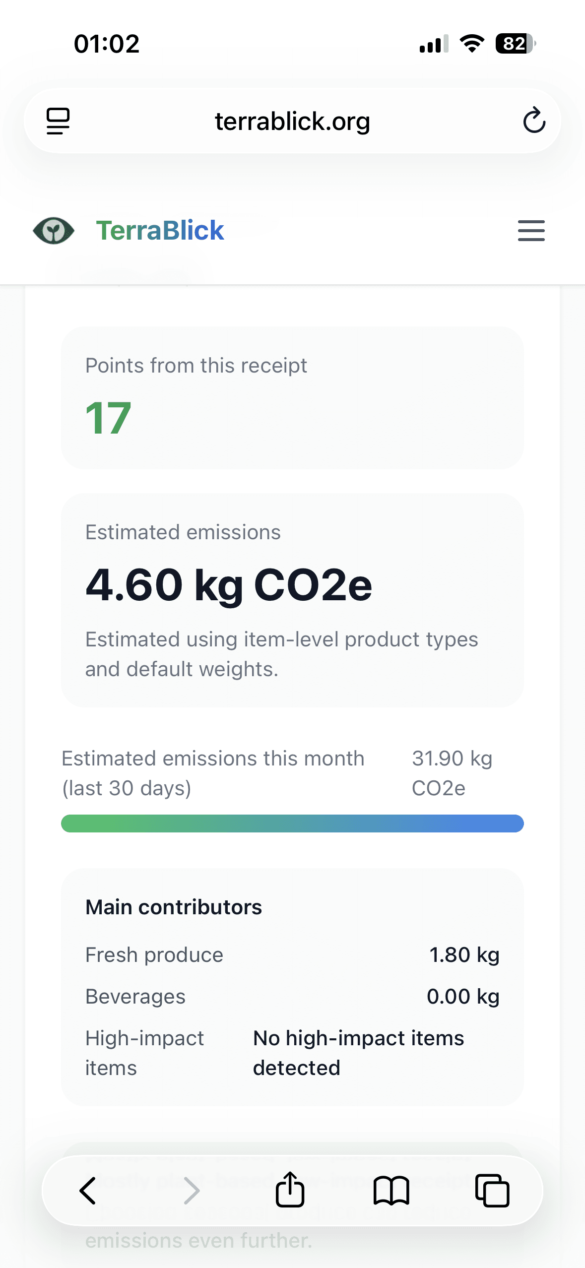 TerraBlick sustainability insight interface